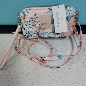 All In One Crossbody Wallet Performance Twill Peach Blossom Bouquet NWT